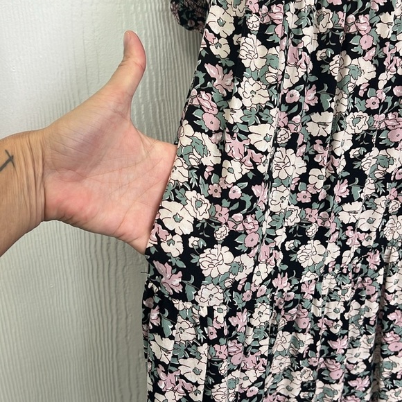 Natural Life - Colorful Floral Short Sleeve Tiered Half Button Maxi Dress Medium - Picture 8 of 13